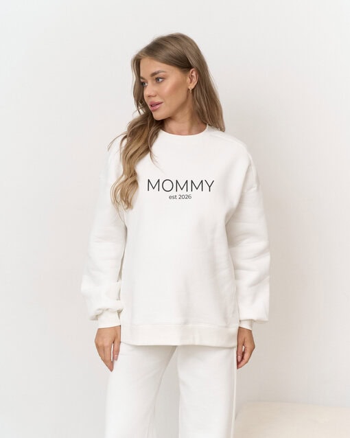 Молочный теплый свитшот для будущих и кормящих мам MOMMY est 2026 — изображение 6