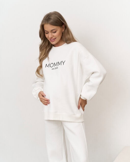 Молочный теплый свитшот для будущих и кормящих мам MOMMY est 2026 — изображение 7