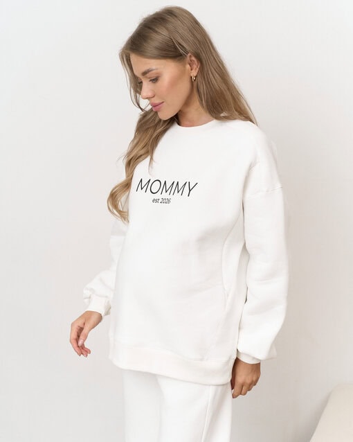 Молочный теплый свитшот для будущих и кормящих мам MOMMY est 2026 — изображение 8