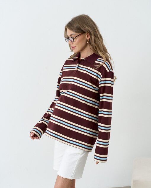 Бордовое поло в полоску для будущих и кормящих мам Tracy — изображение 6