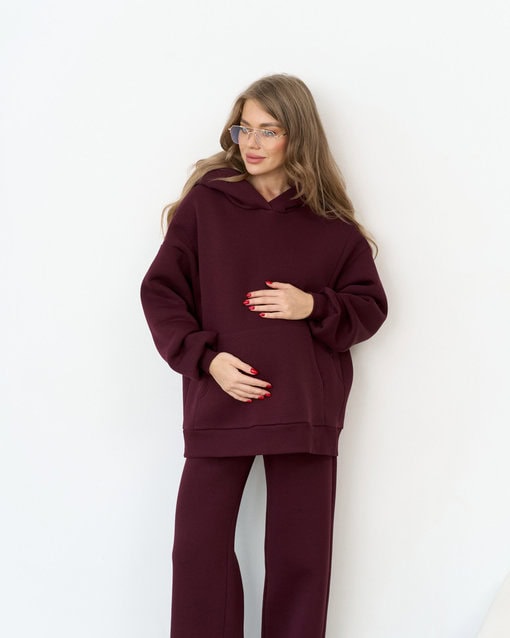 Сливовое теплое худи для будущих и кормящих мам Juna Warm — изображение 9