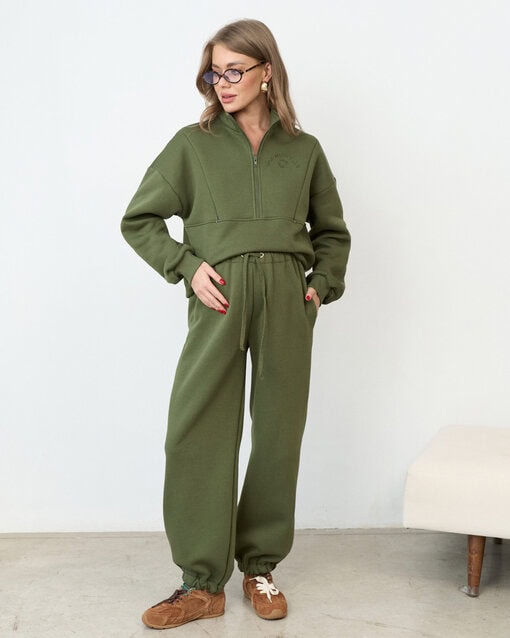 Теплые брюки в цвете хаки для будущих и кормящих мам Trix Warm