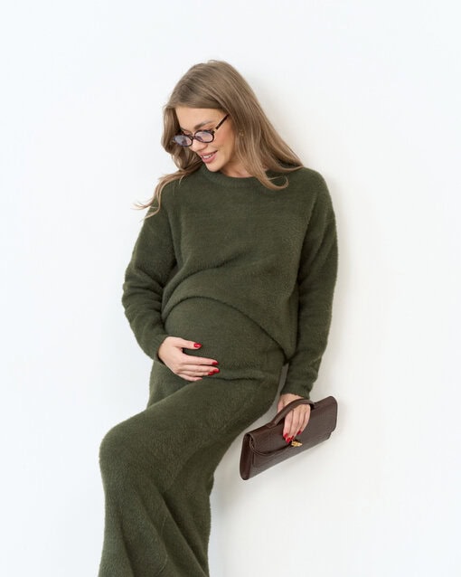 Трикотажный пушистый комплект в цвете хаки Kirsten — изображение 7