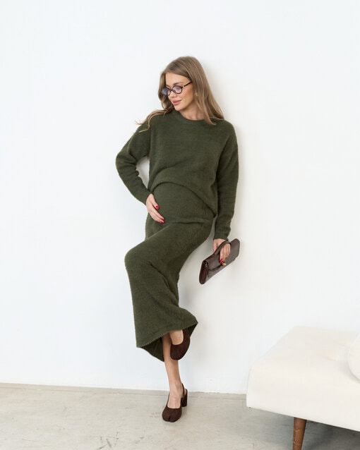 Трикотажный пушистый комплект в цвете хаки Kirsten — изображение 8