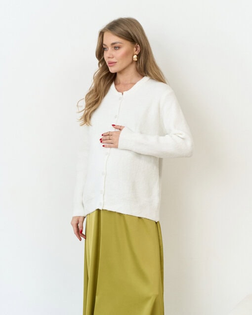 Молочный пушистый кардиган на пуговицах Megan — изображение 9