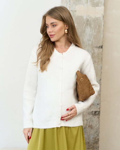 Молочный пушистый кардиган на пуговицах Megan