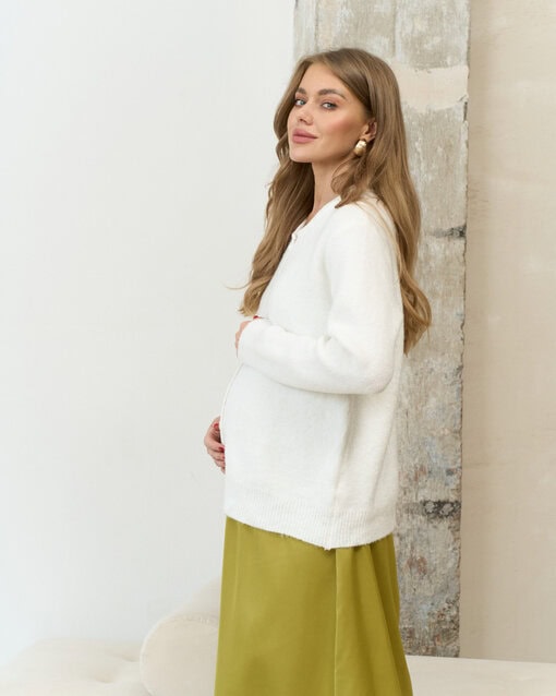 Молочный пушистый кардиган на пуговицах Megan — изображение 4