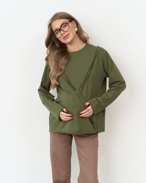 Лонгслив в цвете хаки для будущих и кормящих мам Agata — изображение 7