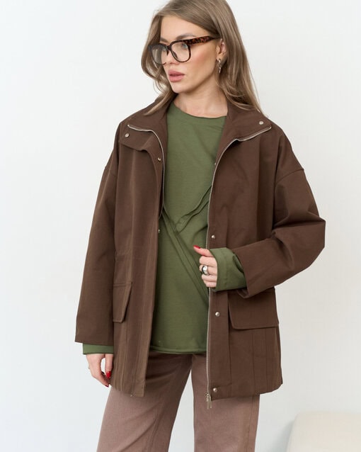 Коричневая куртка-парка для будущих и кормящих мам Rain — изображение 10