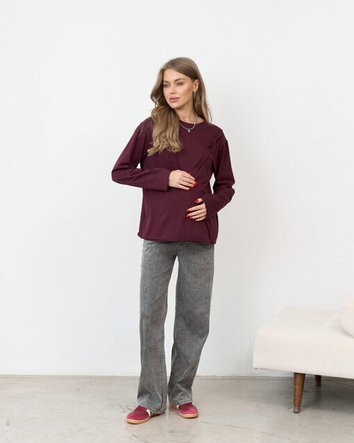 Сливовый лонгслив для будущих и кормящих мам Agata — изображение 6
