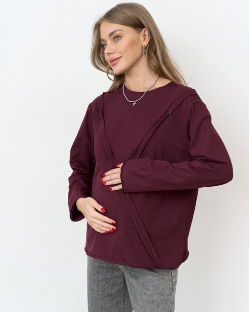 Сливовый лонгслив для будущих и кормящих мам Agata — изображение 8