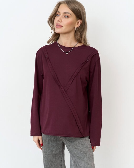 Сливовый лонгслив для будущих и кормящих мам Agata — изображение 4