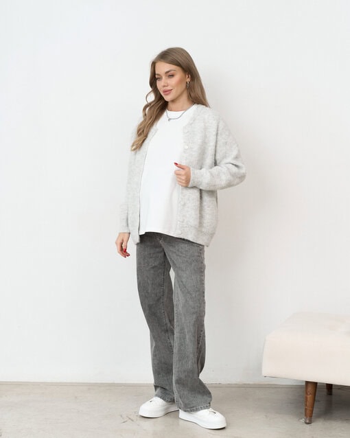 Серый пушистый кардиган на пуговицах Megan — изображение 8