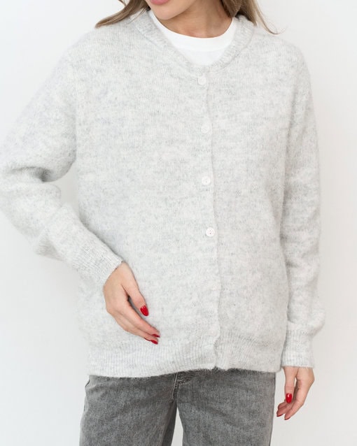 Серый пушистый кардиган на пуговицах Megan — изображение 2