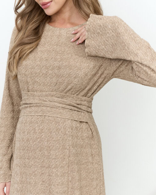Бежевое теплое платье для будущих и кормящих мам Malta Warm — изображение 6