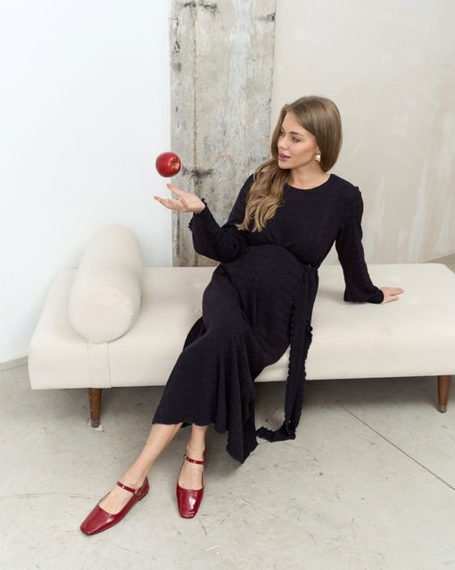 Синее теплое платье для будущих и кормящих мам Malta Warm — изображение 6