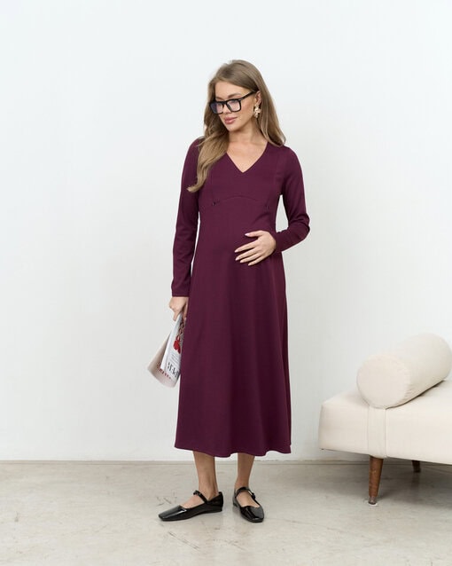 Сливовое платье для будущих и кормящих мам Azalia — изображение 9