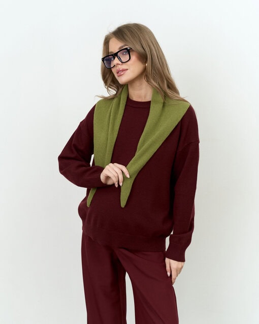 Зеленая вязаная косынка Wolly — изображение 2