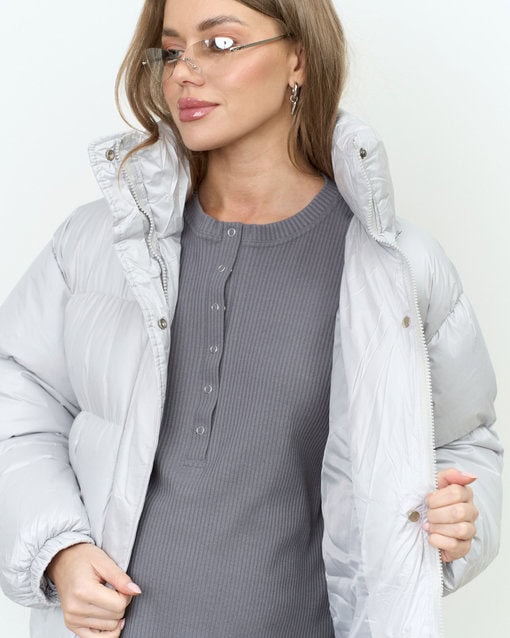 Серебряная зимняя куртка-оверсайз Avalor — изображение 14