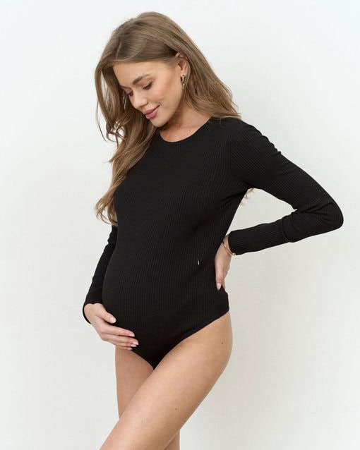 Черное боди для будущих и кормящих мам She