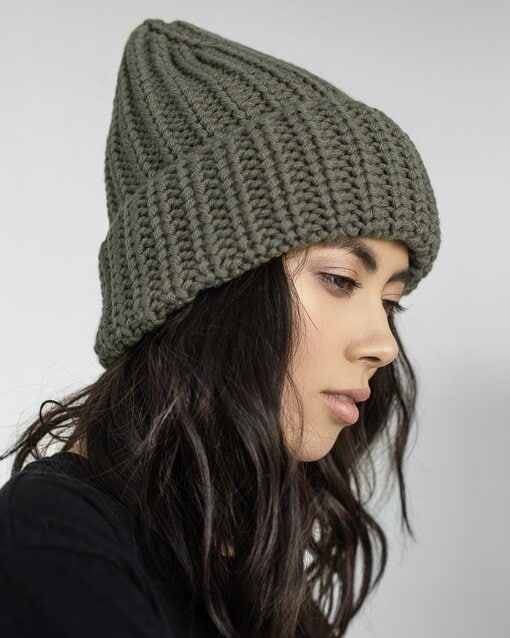 Шерстяная шапка-бини в цвете хаки Alaska