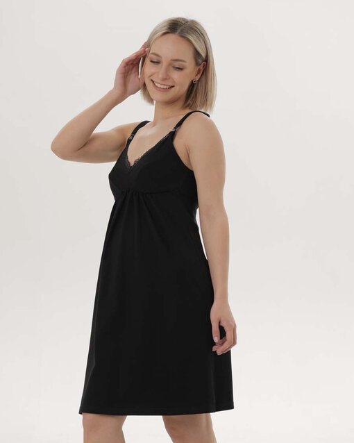 Черная сорочка для будущих и кормящих мам Simona — изображение 11