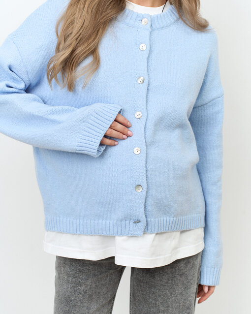 Голубой шерстяной кардиган на пуговицах Viola — изображение 2