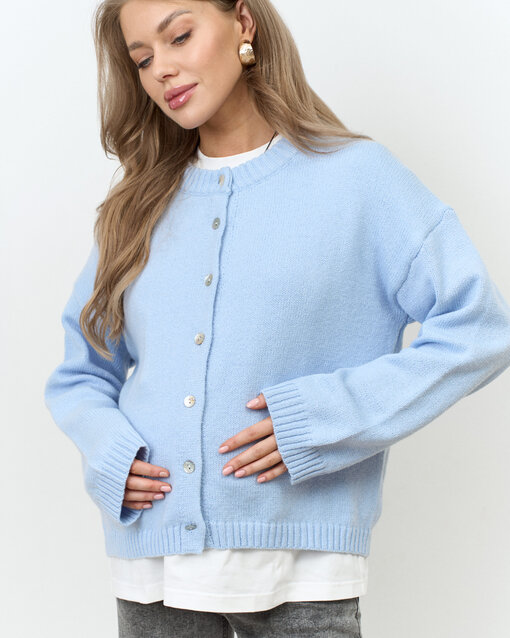 Голубой шерстяной кардиган на пуговицах Viola — изображение 4