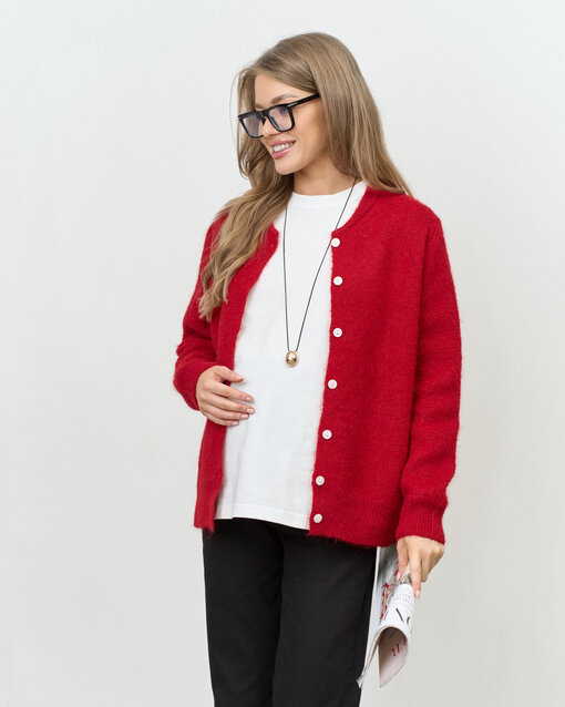 Красный пушистый кардиган на пуговицах Megan — изображение 4