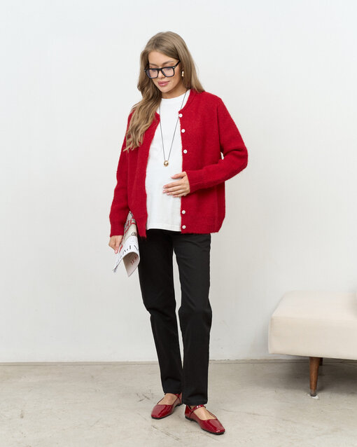 Красный пушистый кардиган на пуговицах Megan — изображение 2