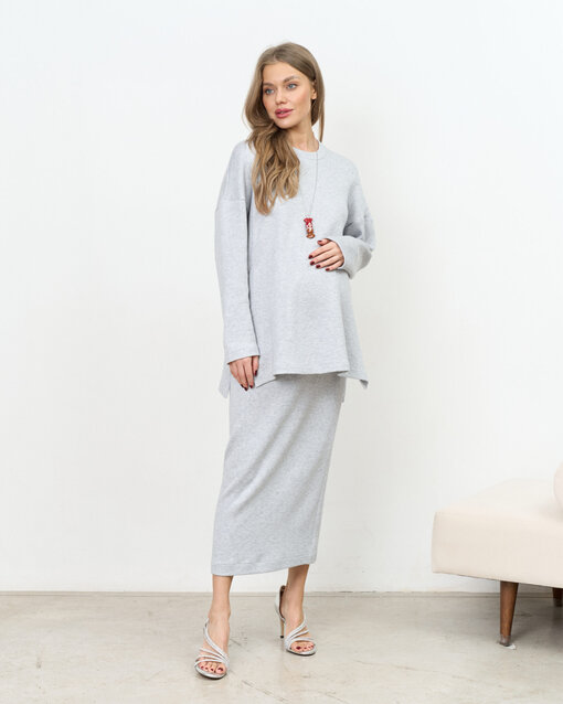 Серо-голубая теплая юбка Trendy на невысокий рост — изображение 3
