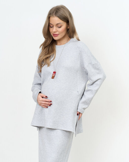 Серо-голубой тёплый джемпер Trendy на невысокий рост — изображение 7