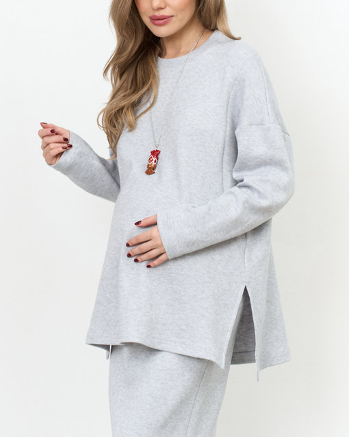 Серо-голубой тёплый джемпер Trendy на невысокий рост — изображение 6