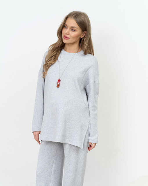 Серо-голубой тёплый джемпер Trendy на невысокий рост — изображение 5