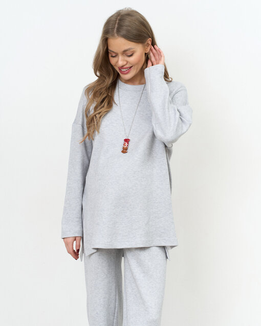 Серо-голубой тёплый джемпер Trendy на невысокий рост — изображение 4