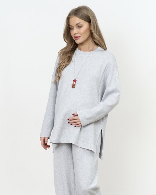 Серо-голубой тёплый джемпер Trendy на невысокий рост