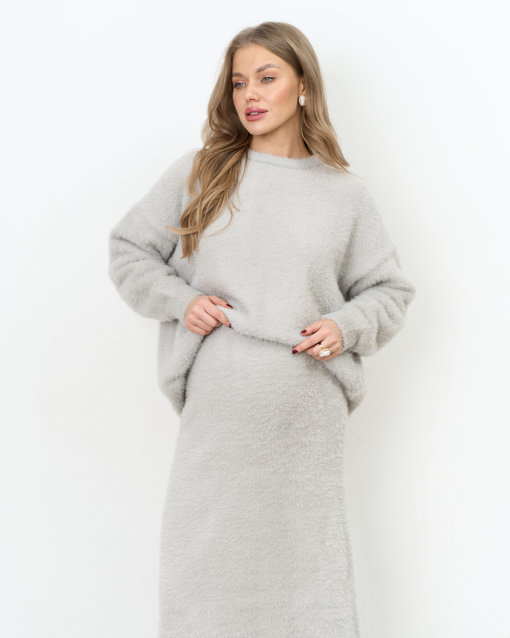 Серый трикотажный пушистый комплект Kirsten — изображение 12