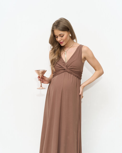 Шоколадное макси платье для будущих мам Dream — изображение 4