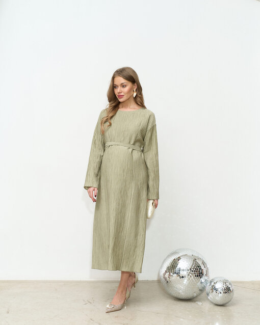 Платье в цвете хаки для будущих и кормящих мам Teona — изображение 4