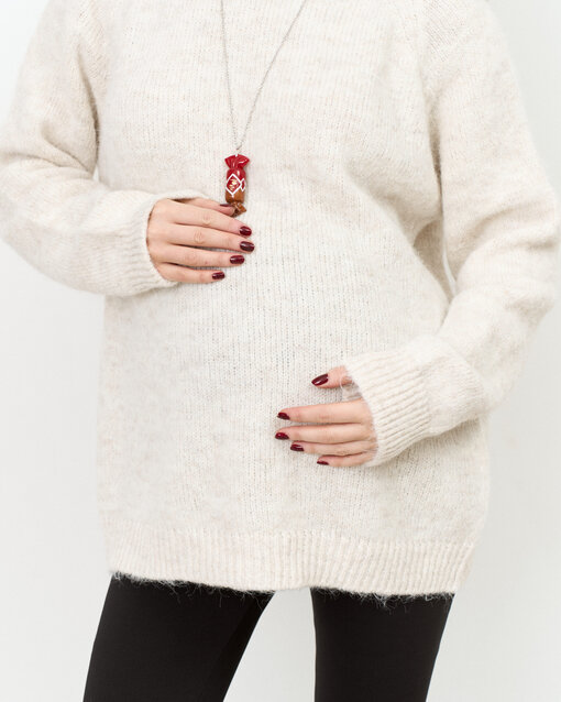 Молочный удлиненный джемпер Fluffy — изображение 2