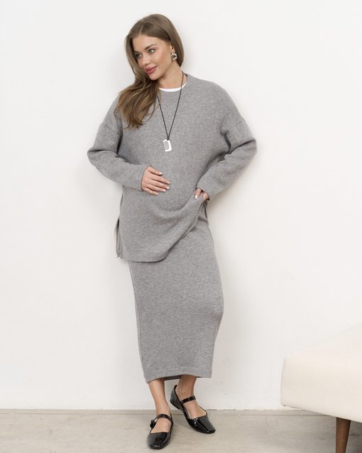 Темно-серый теплый джемпер для будущих и кормящих мам Trendy — изображение 7