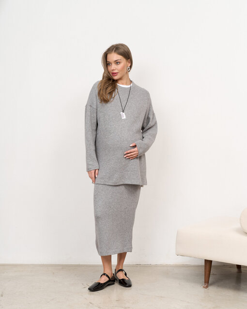 Темно-серая теплая юбка для будущих и кормящих мам Trendy — изображение 3