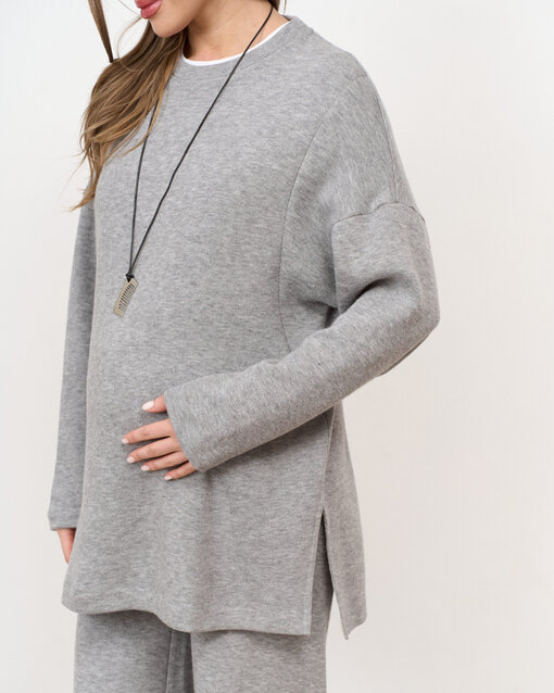 Темно-серый теплый джемпер для будущих и кормящих мам Trendy — изображение 5