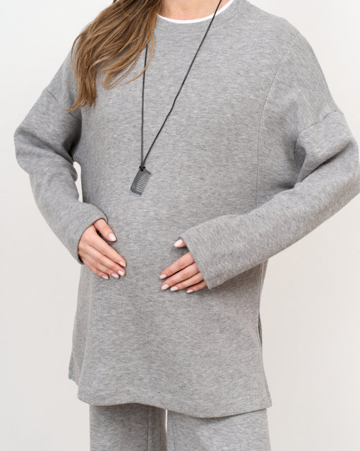 Темно-серый теплый джемпер для будущих и кормящих мам Trendy — изображение 4