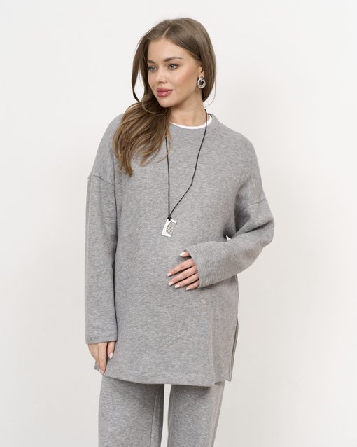 Темно-серый теплый джемпер для будущих и кормящих мам Trendy