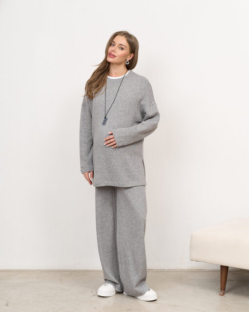 Темно-серый теплый джемпер для будущих и кормящих мам Trendy — изображение 3