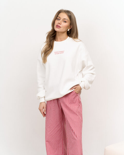 Молочный теплый свитшот для мам Мама согреет лучше какао — изображение 12