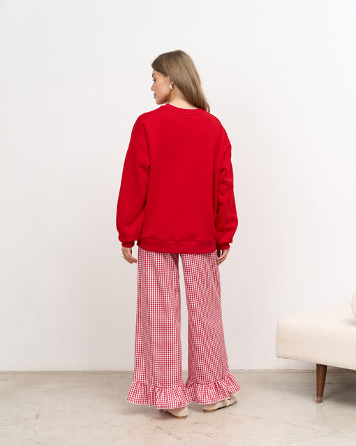 Красный теплый свитшот для мам Мама согреет лучше какао — изображение 5