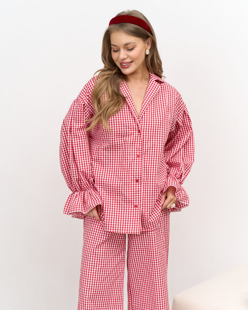 Красная рубашка в клетку для будущих и кормящих мам Siesta — изображение 7