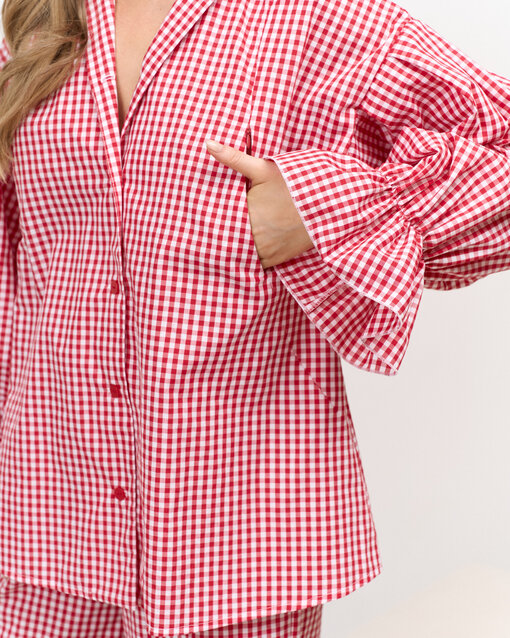 Красная рубашка в клетку для будущих и кормящих мам Siesta — изображение 2